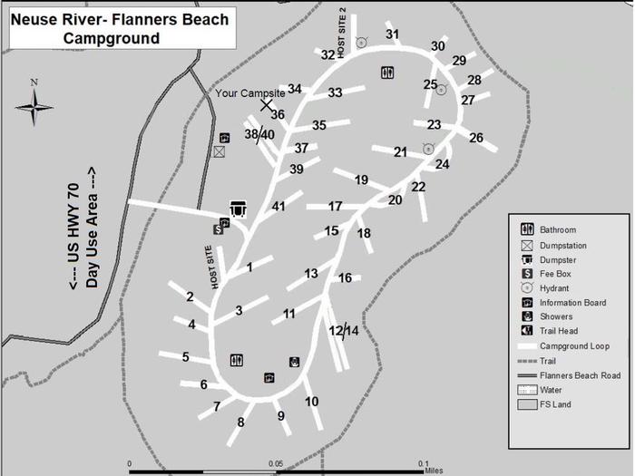 Flanners Beach Campsite #36Non-Electric Campsite should accommodate 24ft camper. Amenities include picnic Table, Fire ring, and Lantern Post
