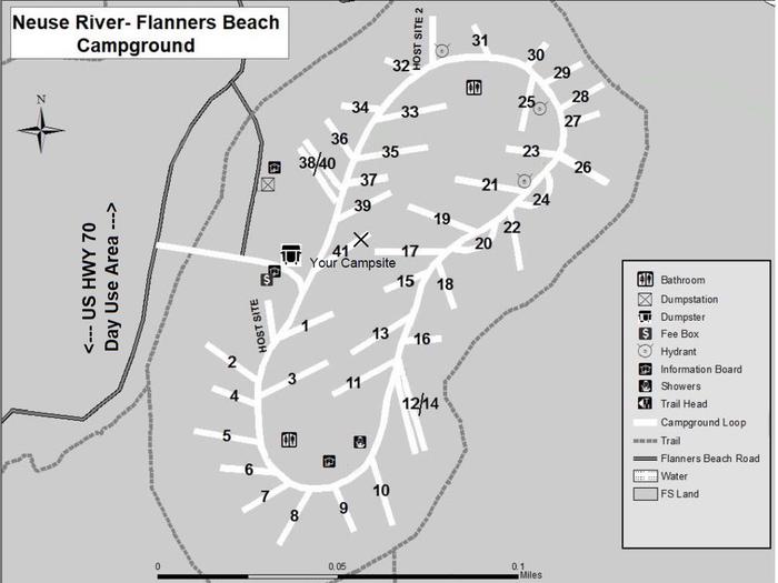 Flanners Beach Campsite #41Non-Electric Campsite should accommodate 20ft camper. Amenities include picnic Table, Fire ring, and Lantern Post