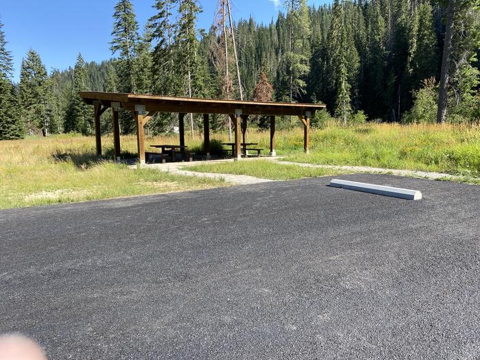 A photo of Site B036 of Loop B at KIT PRICE with Picnic Table, Fire Pit, Shade, Lean To / Shelter