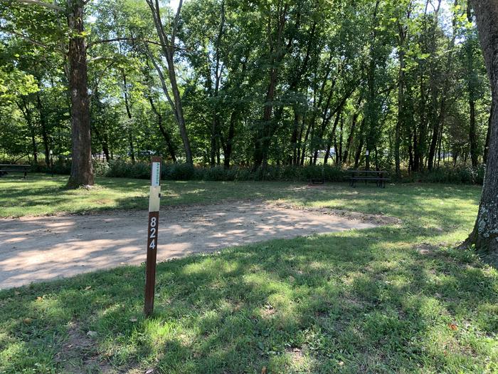 A photo of Site 824 of Loop Loop 800 at ALLEY SPRING with Picnic Table, Fire Pit, Tent Pad, Lantern Pole