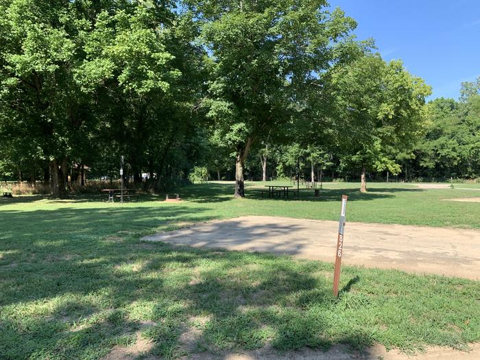 A photo of Site 826 of Loop Loop 800 at ALLEY SPRING with Picnic Table, Fire Pit, Tent Pad, Lantern Pole