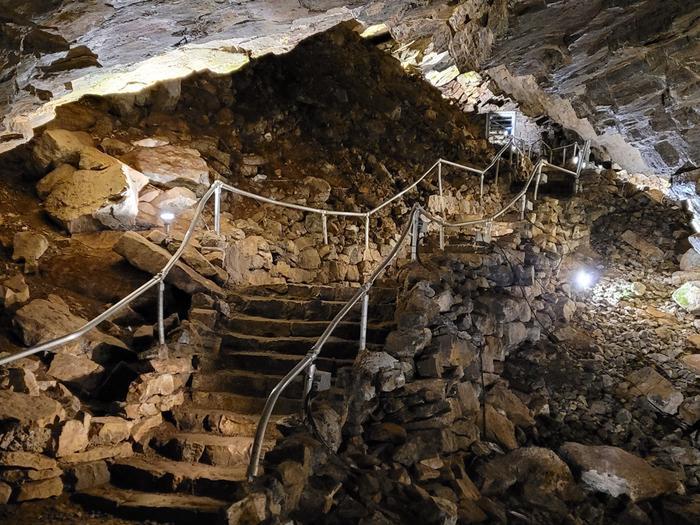 Fascinating features inside the cave.The tour pathway winds up and down throughout the cave.
