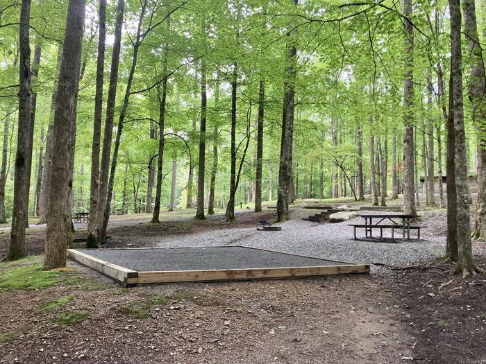 A15 from behind Loop A-Loop at COSBY CAMPGROUND with Picnic Table, Fire Pit, Tent PadView from behind the tent pad