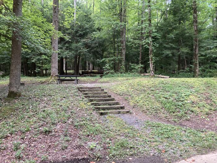 A photo of Site A32 of Loop A-Loop at COSBY CAMPGROUND with Picnic Table stairs Street view 