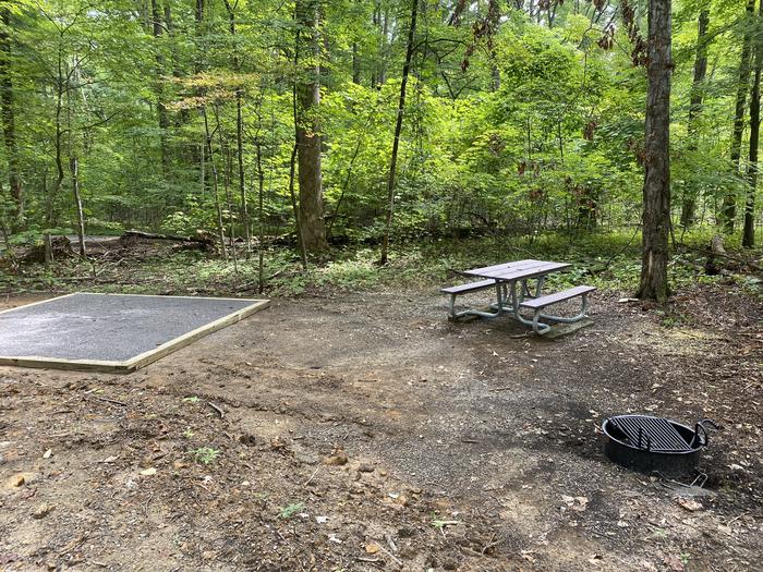 A photo of Site 58 of Loop A at Look Rock Campground with Picnic Table, Electricity Hookup, Fire Pit, Tent Pad, Water Hookup