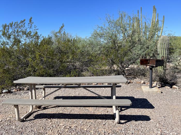 Each site has a picnic table and grill.