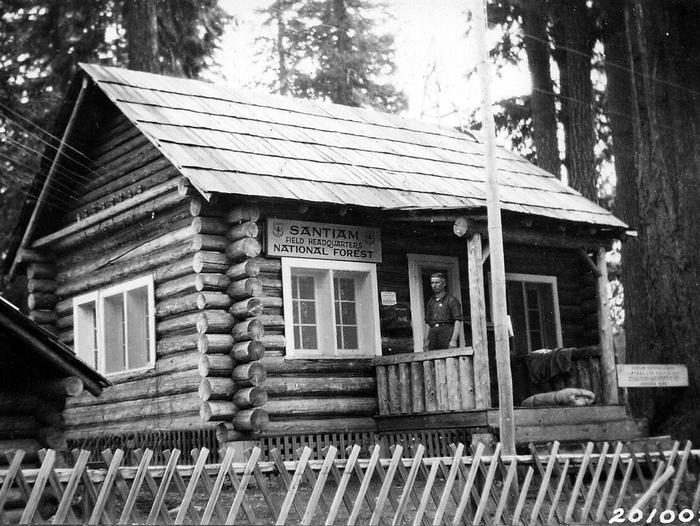 A black and white historic photo of the dispatcher's cabin at Fish Lake Remount DepotThe Dispatcher's Cabin at Fish Lake Remount Depot.