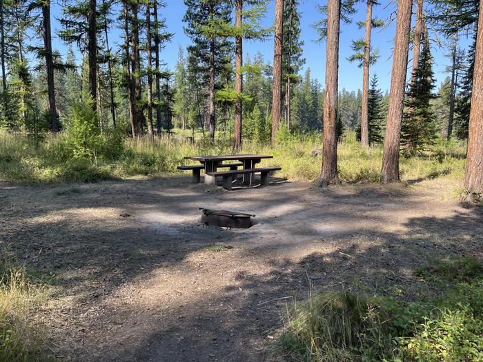 A photo of Site RPS21 at River Point Lolo Campground (MT) with Picnic Table, Fire Pit, Tent PadA photo of Site RPS21 at River Point Lolo Campground (MT) with Picnic Table, Fire Pit, Tent Pad.