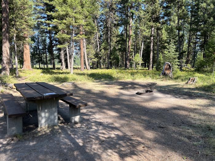 A photo of Site RPS11 at River Point Lolo Campground (MT) with Picnic Table, Fire Pit, Tent PadA photo of Site RPS11 at River Point Lolo Campground (MT) with Picnic Table, Fire Pit, Tent Pad.