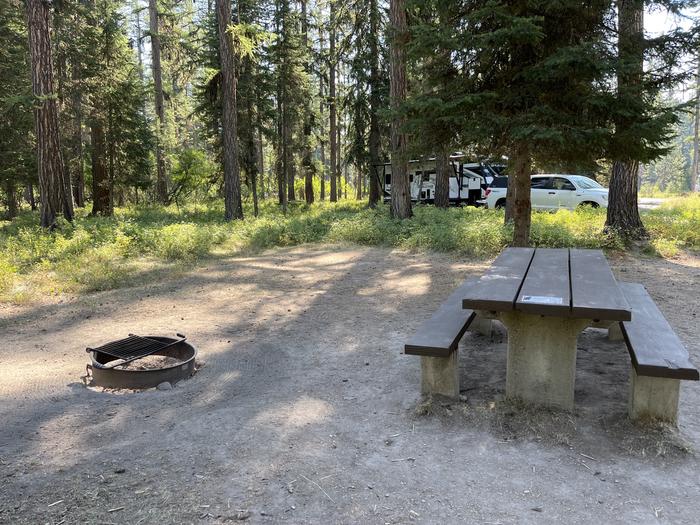 A photo of Site RPS10 at River Point Lolo Campground (MT) with Picnic Table, Fire Pit, Tent PadA photo of Site RPS10 at River Point Lolo Campground (MT) with Picnic Table, Fire Pit, Tent Pad.
