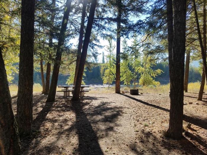 A photo of Site 11 of Loop BIG CREEK CAMPGROUND at Big Creek Campground (Flathead National Forest, MT) with Picnic Table, Fire Pit