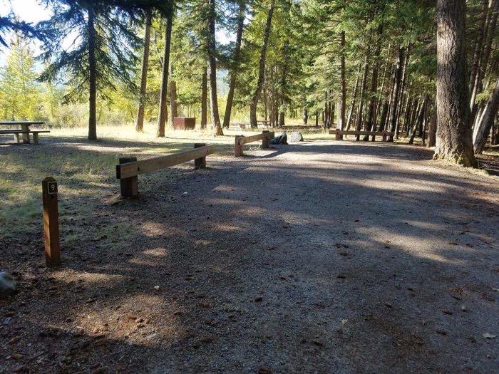 A photo of Site 9 of Loop BIG CREEK CAMPGROUND at Big Creek Campground (Flathead National Forest, MT) with Picnic Table, Fire Pit, Waterfront