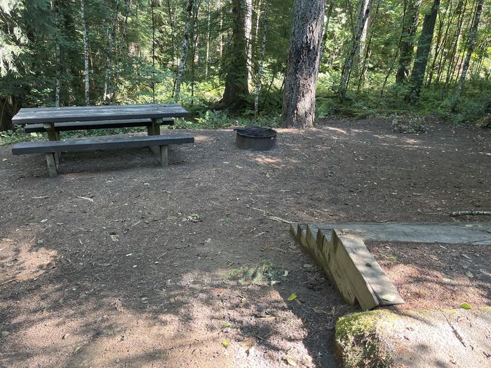 A photo of Site 025 of Loop East at Cove Creek (OR) with Picnic Table, Fire Pit, Tent Pad