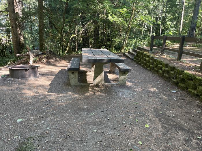 A photo of Site 026 of Loop East at Cove Creek (OR) with Picnic Table, Fire Pit, Tent Pad