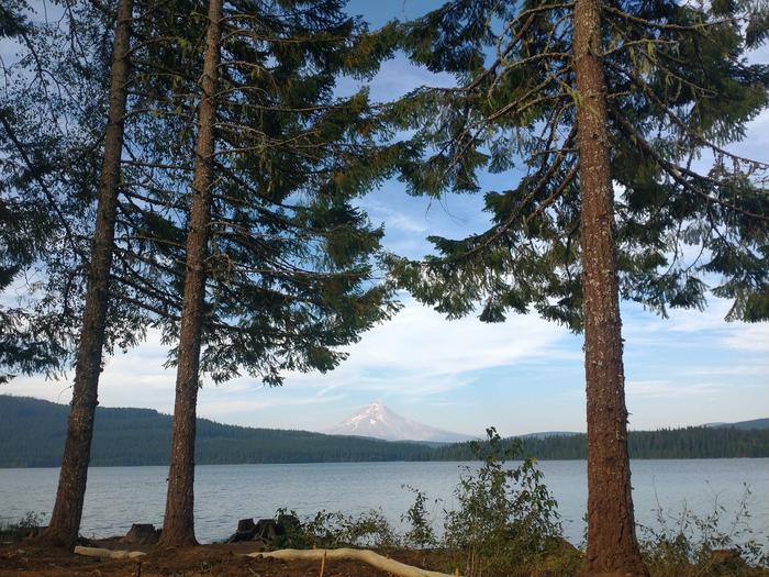 View of Mount Hood from Stone Creek Campground shoreline