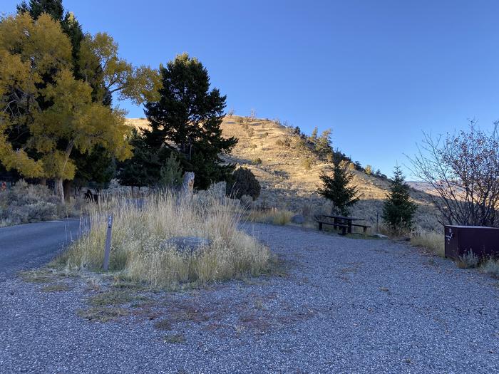 View of the site in autumn looking NorthMammoth Hot Springs Campground site 44