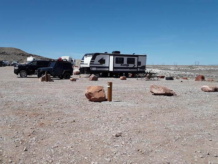Courthouse Rock Campground campsites 2 and 3 with trailer and vehicle