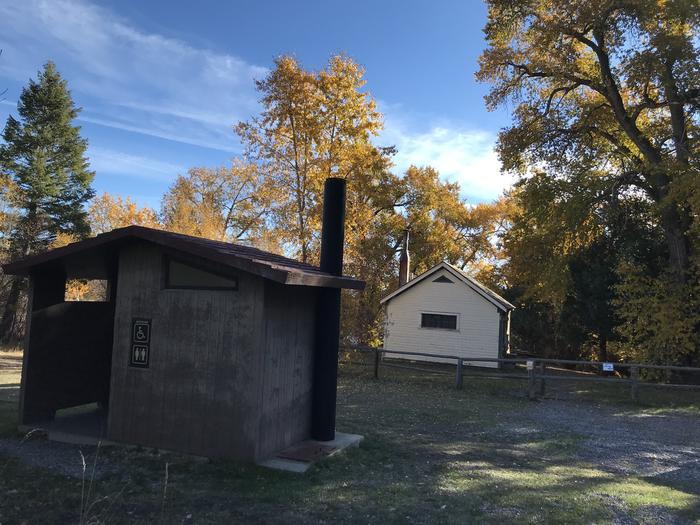 Restrooms are located near the cabin. The vault toilet is walking distance from the cabin. 