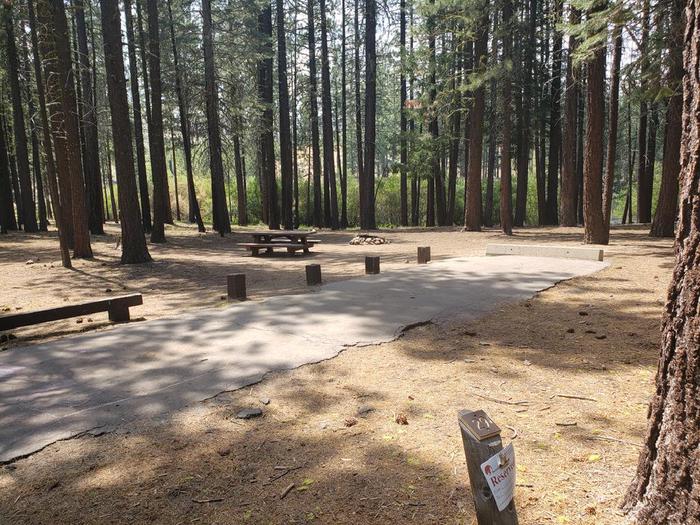 Spacious site with a grove of trees featuring a picnic table and fire ring.Lone Rock Site 29