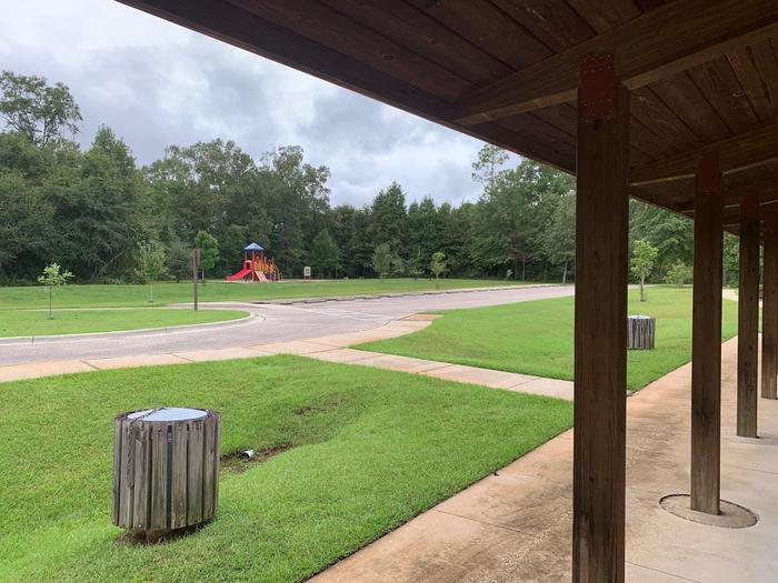 View of Playground from  Group Picnic Shelter #2 White Oak Day Use