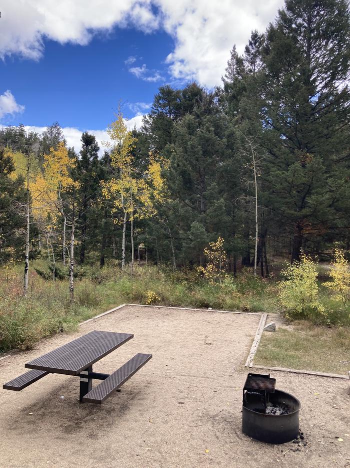 Campsite with aspen trees with picnic table and fire pitA photo of Site with Picnic Table, Fire Pit