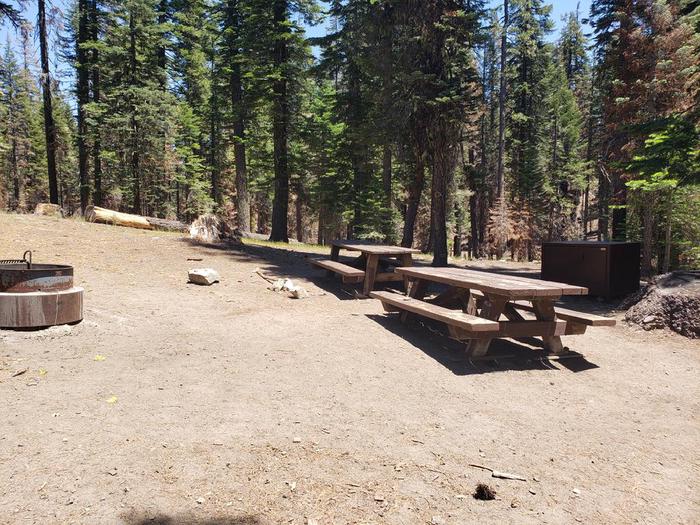 spacious site with tables, bear box, and fire ringsHutchins A