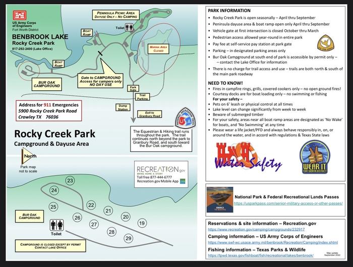 ROCKY CREEK PARK (BENBROOK LAKE) Park Map