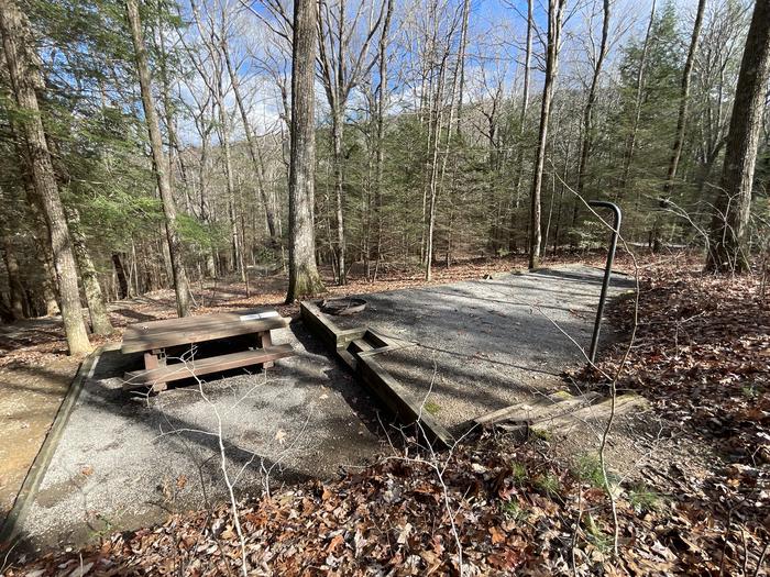 A photo of Site 5 of Loop Upper at Lake Conasauga Campground with Picnic Table, Fire Pit, Shade, Tent Pad, Lantern Pole from above site.A photo of Site 5 of Loop Upper at Lake Conasauga Campground with Picnic Table, Fire Pit, Shade, Tent Pad, Lantern Pole