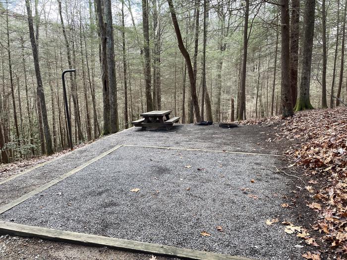 A photo of Site 2 of Loop Upper at Lake Conasauga Campground with Picnic Table, Fire Pit, Shade, Tent Pad, Lantern Pole in site.A photo of Site 2 of Loop Upper at Lake Conasauga Campground with Picnic Table, Fire Pit, Shade, Tent Pad, Lantern Pole