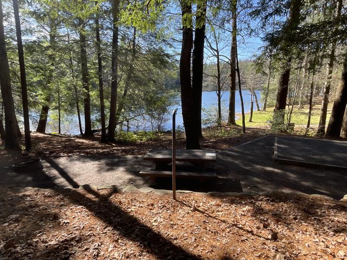 A photo of Site 24 of Loop Lower at Lake Conasauga Campground with Picnic Table, Fire Pit, Shade, Tent Pad, Lantern Pole beside.A photo of Site 24 of Loop Lower at Lake Conasauga Campground with Picnic Table, Fire Pit, Shade, Tent Pad, Lantern Pole