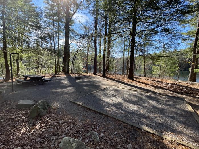 A photo of Site 20 of Loop Lower at Lake Conasauga Campground with Picnic Table, Fire Pit, Shade, Tent Pad, Lantern Pole from within.A photo of Site 20 of Loop Lower at Lake Conasauga Campground with Picnic Table, Fire Pit, Shade, Tent Pad, Lantern Pole