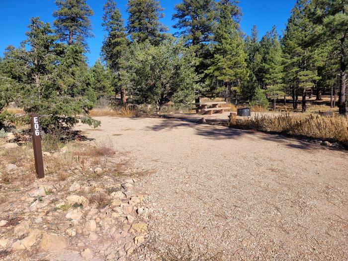 Elk Loop Site 6, one picnic table and fire grill with tent pad