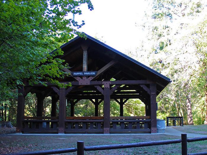 View of the pavilion at Tyee Recreation Site