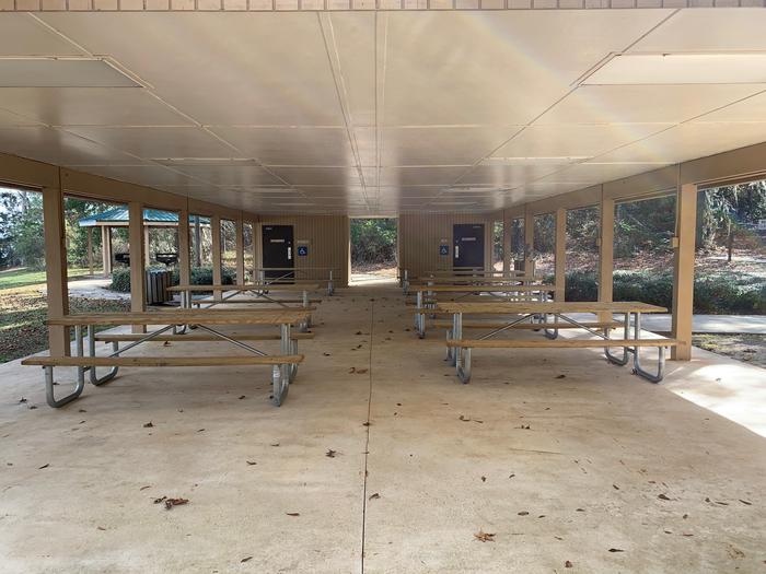 Highland SelterPicnic tables and male and female rest rooms