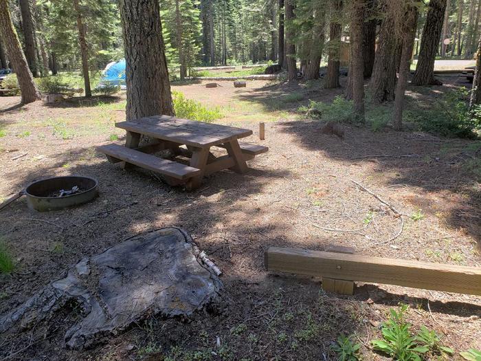 Spacious site with a mix of sun and shade that features a picnic tabe and fire ring.Grizzly Creek Site 4