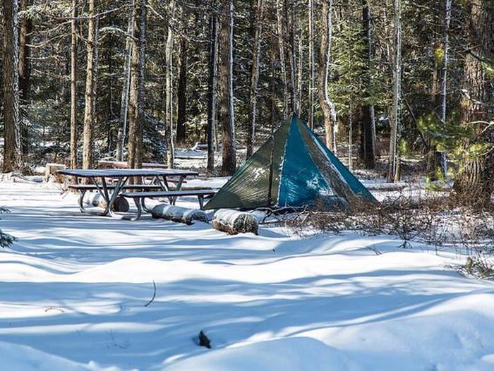 Apgar Campground covered in snowApgar Campground is open year-round