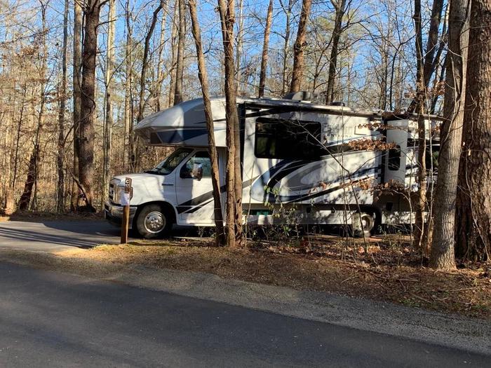 A white and black camper.