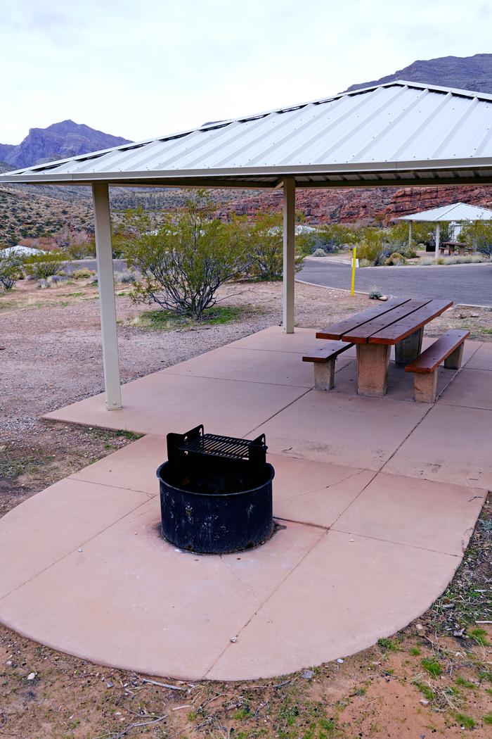 Site 97 Fire PitShowing the ADA accessible fire pit, picnic table, and walkway at Site 97