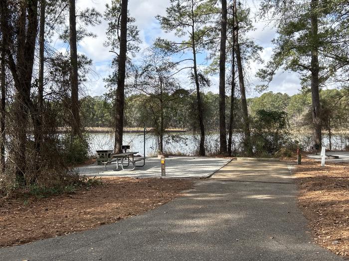 A photo of Site 28 of Loop HPAS at HARDRIDGE CREEK with Picnic Table, Electricity Hookup, Fire Pit, Shade, Waterfront, Lantern Pole, Water Hookup