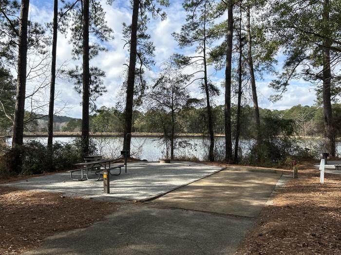 A photo of Site 28 of Loop HPAS at HARDRIDGE CREEK with Picnic Table, Electricity Hookup, Fire Pit, Shade, Waterfront, Lantern Pole, Water Hookup