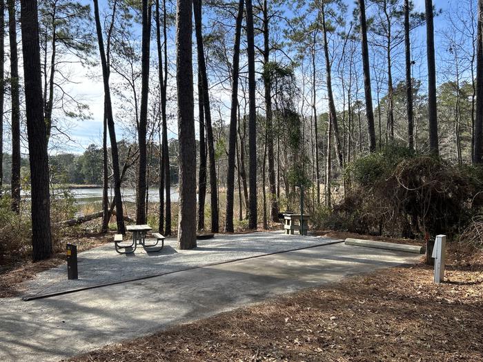 A photo of Site 03 of Loop BAYS at HARDRIDGE CREEK with Picnic Table, Electricity Hookup, Fire Pit, Shade, Waterfront, Lantern Pole, Water Hookup