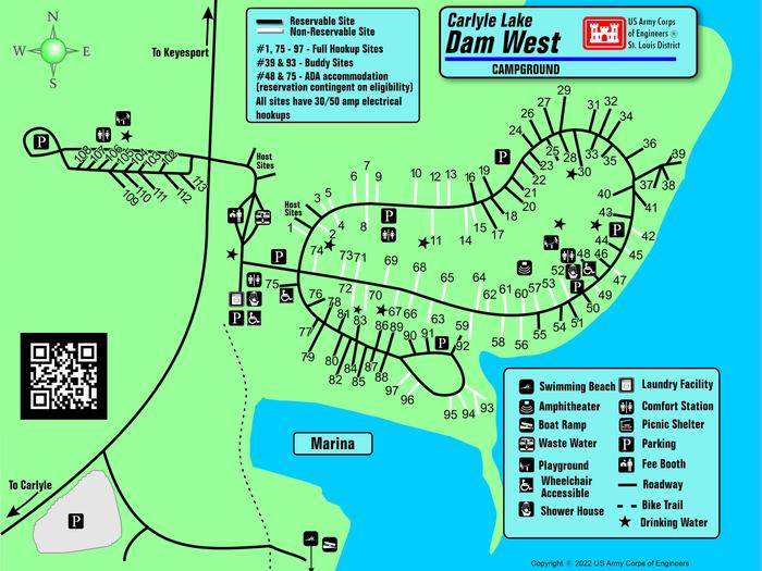Dam West Campground MapMap of Dam West Campground layout.