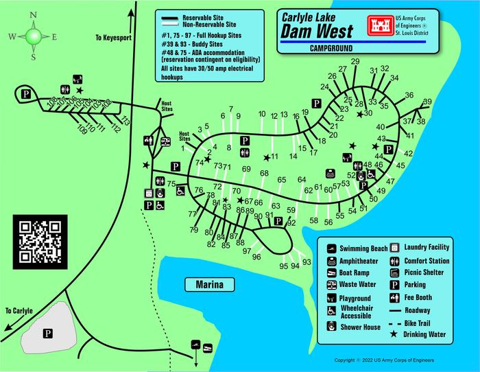 Dam West Campground MapMap of Dam West Campground layout.