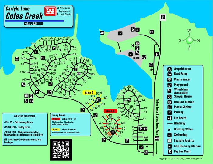 Coles Creek CampgroundMap of Coles Creek Campground layout.