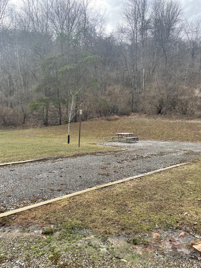A photo of Site 060 of Loop  at Riffle Run Campground with Picnic Table, Fire Pit, Lantern Pole