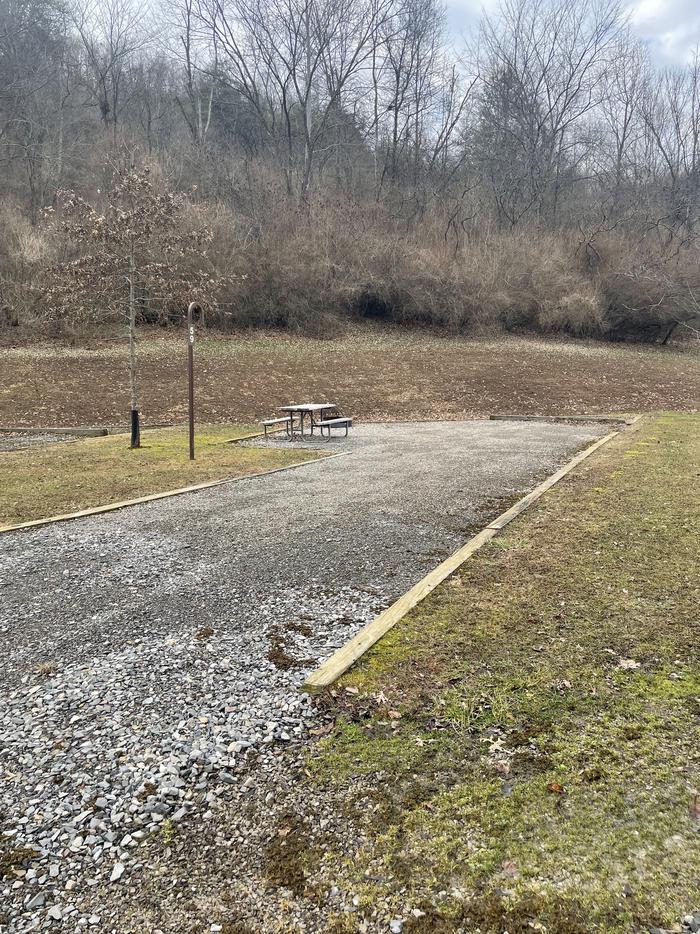 A photo of Site 059 of Loop  at Riffle Run Campground with Picnic Table, Fire Pit, Lantern Pole