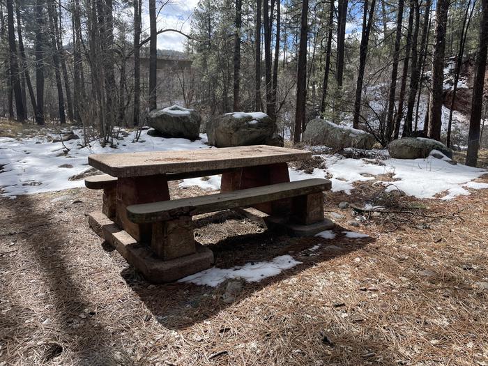 Picnic table in winterExample of picnic table at Lower Tonto Creek Campground