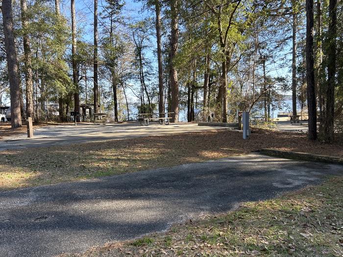 A photo of Site 55 of Loop VIEW at HARDRIDGE CREEK with Picnic Table, Electricity Hookup, Fire Pit, Shade, Lantern Pole, Water Hookup