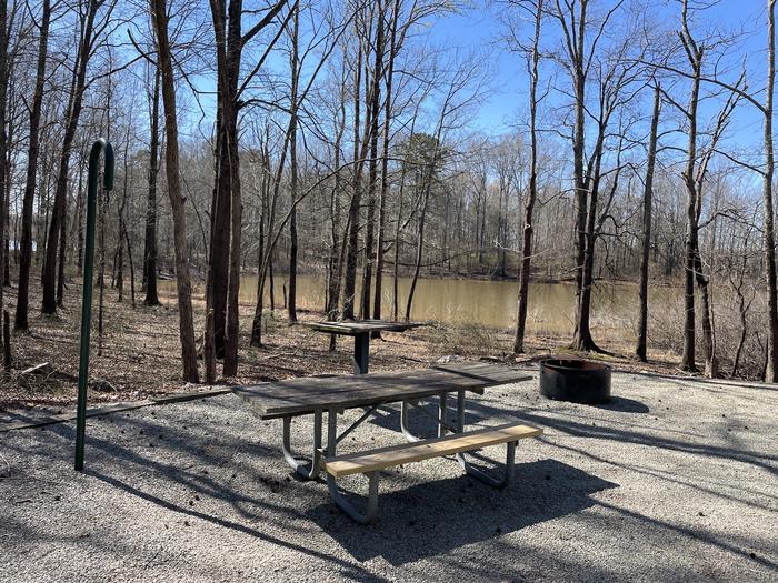 A photo of Site 28 of Loop LEFT at LONGWOOD PARK with Picnic Table, Fire Pit, Lantern Pole