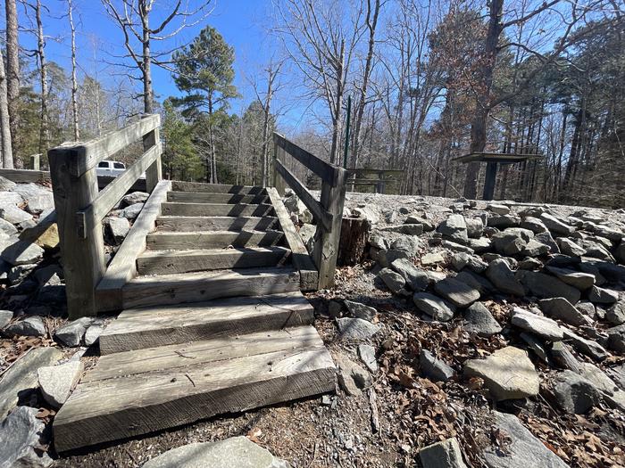A photo of Site 62 of Loop RIGH at LONGWOOD PARK with steps to water.